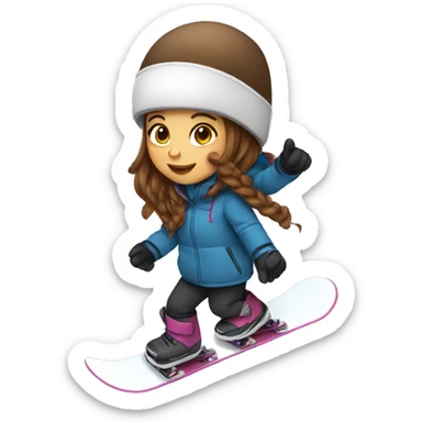 girl with brown hair snowboarding  sticker