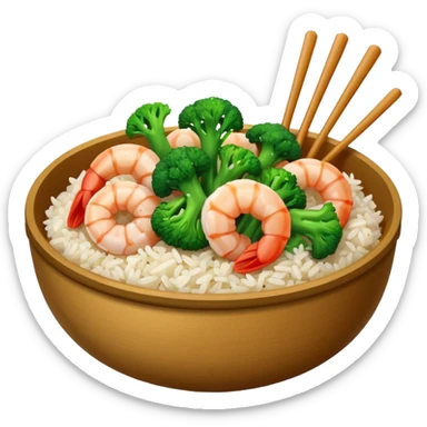 Shrimp and broccoli with white rice Chinese takeout sticker