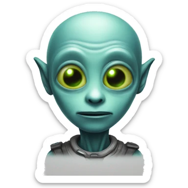 alien with a doy sticker
