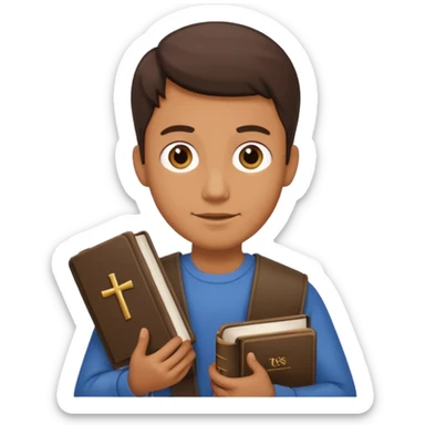 a man holding a bible sticker