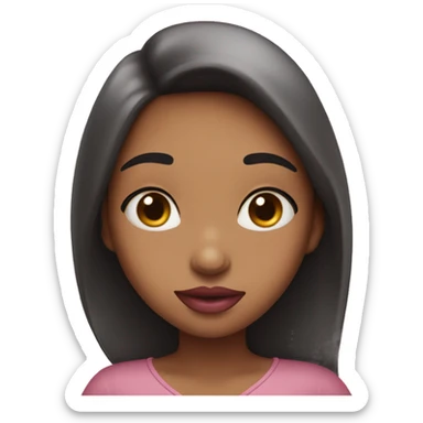 Girl with pink lips send a kiss with her hands forward  sticker