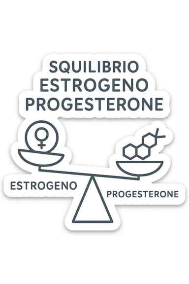 squilibri estrogeno progesterone in italiano senza sfondo con una bilancia sticker