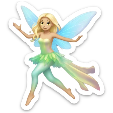 Iridescent fairy flying long hair blonde full body sticker