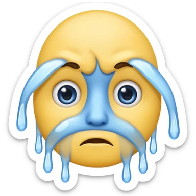 very cold classic yellow emoji, shivering, blue face, icicles, wide eyes sticker