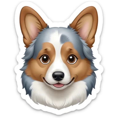 Blue Merle corgi whose face is mostly brown black and white sticker