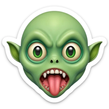  freaky alien with tongue out sticker