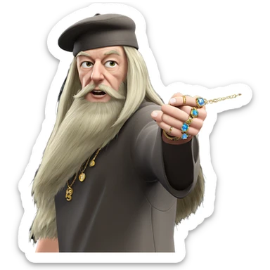 boy with jewelry and hat sticker