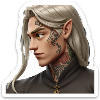 elf boy with tattoos sticker