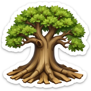 realistic oak tree with detailed bark and branches sticker