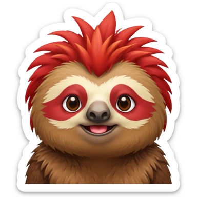 sloth with a red mohawk just the mohawk is red sticker