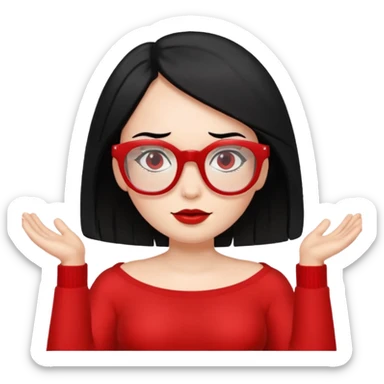 Topless shrug, black hair, red glasses sticker