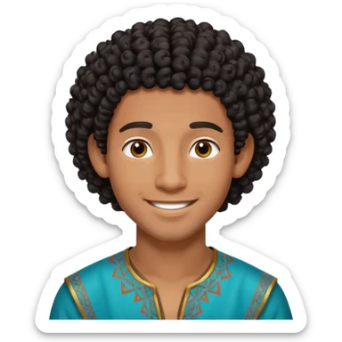Young man with black curly hair cascade Haircut and dark skin, moroccan / amazingh race sticker