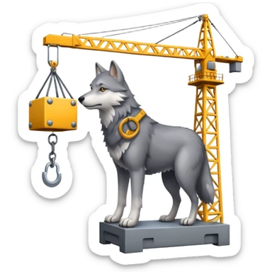  gray wolf rides on a tower crane sticker