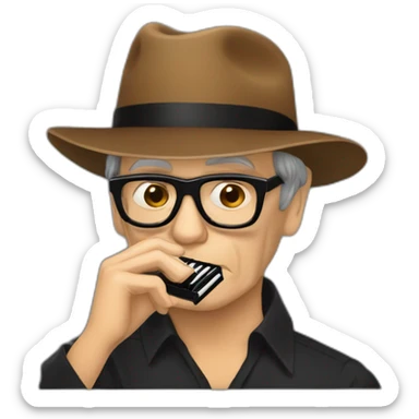 Ennio Morricone playing harmonica sticker