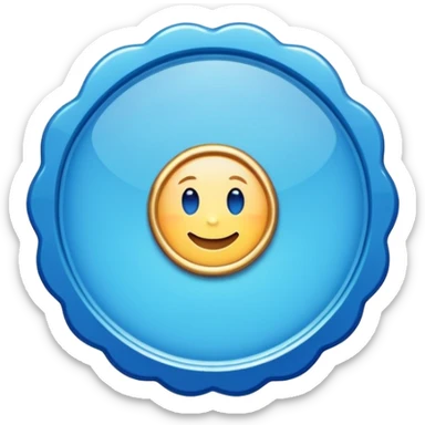 A blue scalloped circle with a verified thing sticker