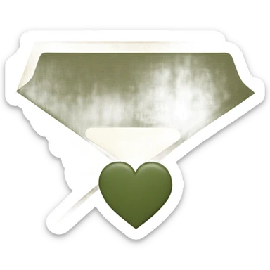 white envelope with a dark khaki green heart sticker