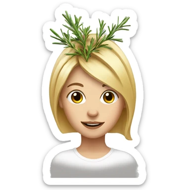 woman with blond Hair growing rosemary out of her head sticker