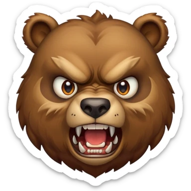 angry bear face sticker