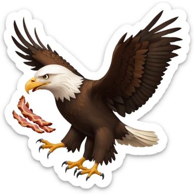 A regal flying bald eagle eating a feral pig and bacon  sticker