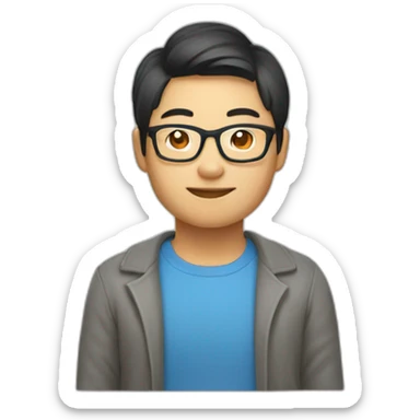 Apple style Asian developer with glasses sticker