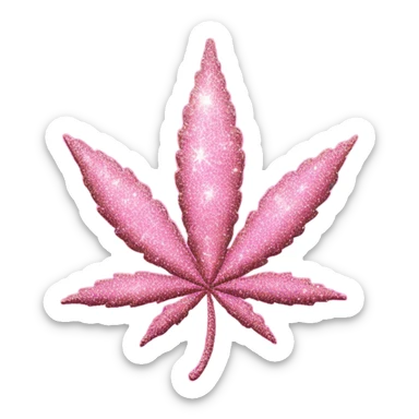 Pink pot leaf glitter  sticker