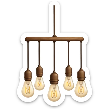 create an icon for a lamp with wooden stick and 3 bulbs hanging with a cable sticker