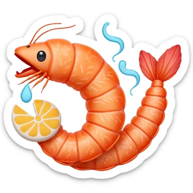 surreal prawn cracker emoji with swirling patterns, odd dreamlike lighting sticker