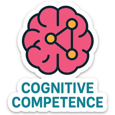 cognitive competence logo, minimal brain icon, subtle neural network, sleek and simple, suitable for tech company sticker