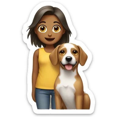 dog and girl sticker