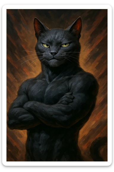 sigma cat, smirking, powerful pose sticker