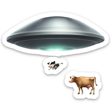 ufo abducting cow sticker