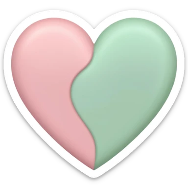 A half pastel green half pastel pink heart sticker