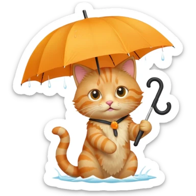 cat holding an umbrella sticker