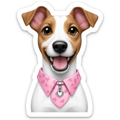 jack russel terrier dog with a pink butterfly pattern collar  sticker
