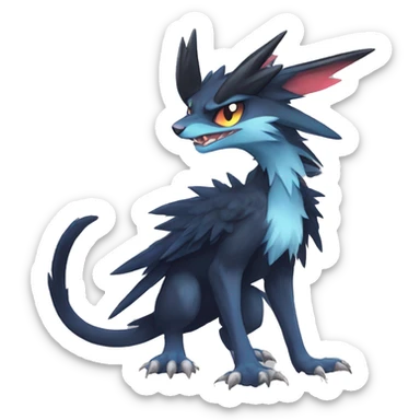 Edgy Cool Fluffy Nargacuga-Noivern-Pokémon-fusion-cat Full Body sticker