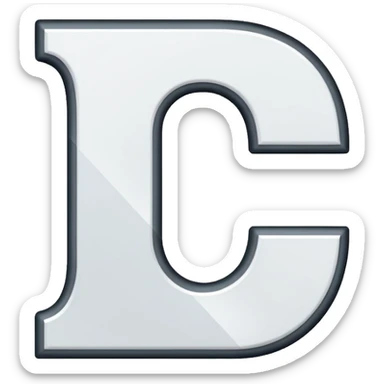 A white letter C with black background and white line crossing the C  sticker
