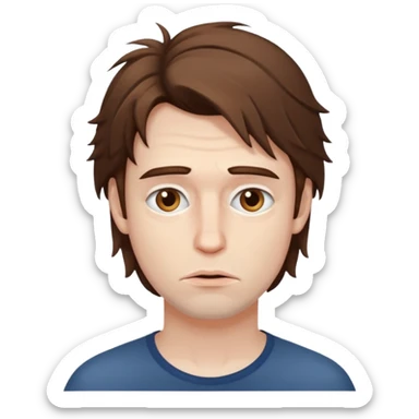 Weak man with disheveled hair sticker