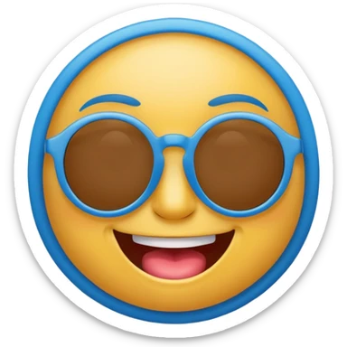 Blue circle wearing cool sunglasses with a o shaped mouth sticker