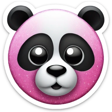 Panda with the black circles replaced with pink glitter  sticker