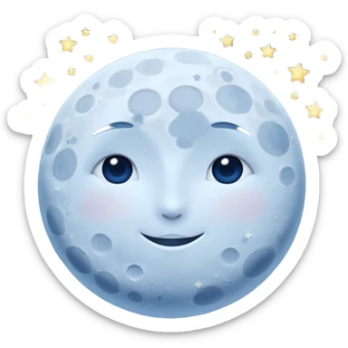 "Peaceful moon in a starry night sky with soft glow, no people" sticker