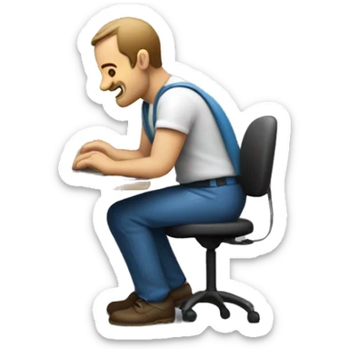 un homme qui travaille fort sur son ordinateur sticker