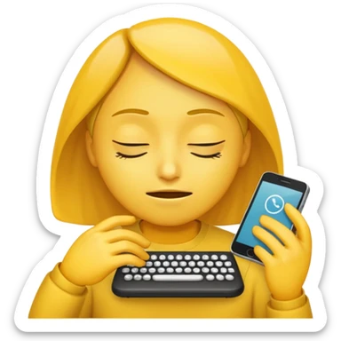 Yellow emoji circle face with phone keypad typing busy signal sticker