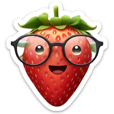 strawberry with glasses, wave with one hand sticker