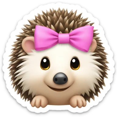 hedgehog with a pink bow sticker