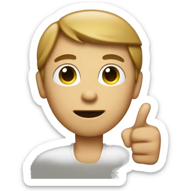 generate an image of an emoji of a person pointing at himself, apple-style emoji sticker