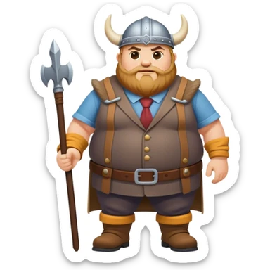 fat road builder full body as a viking in a suit sticker