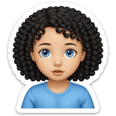 a girl tan baby with black curly hair and blue eyes sticker