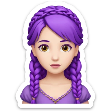 Princesses with Purple Hair with Long Purple Braid sticker