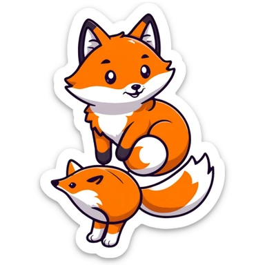 cute ginger foxie with happy emote for telegram app sticker