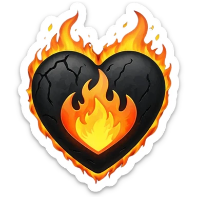 black heart on fire sticker